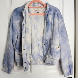 Universal Threads Goods Co.,  blue and white bomber jacket, Women's xs